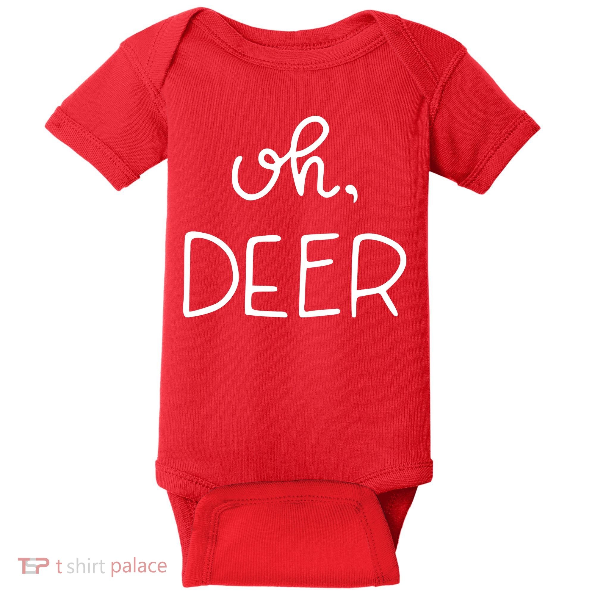 Oh Deer Christmas Cute Christmas Baby Bodysuit