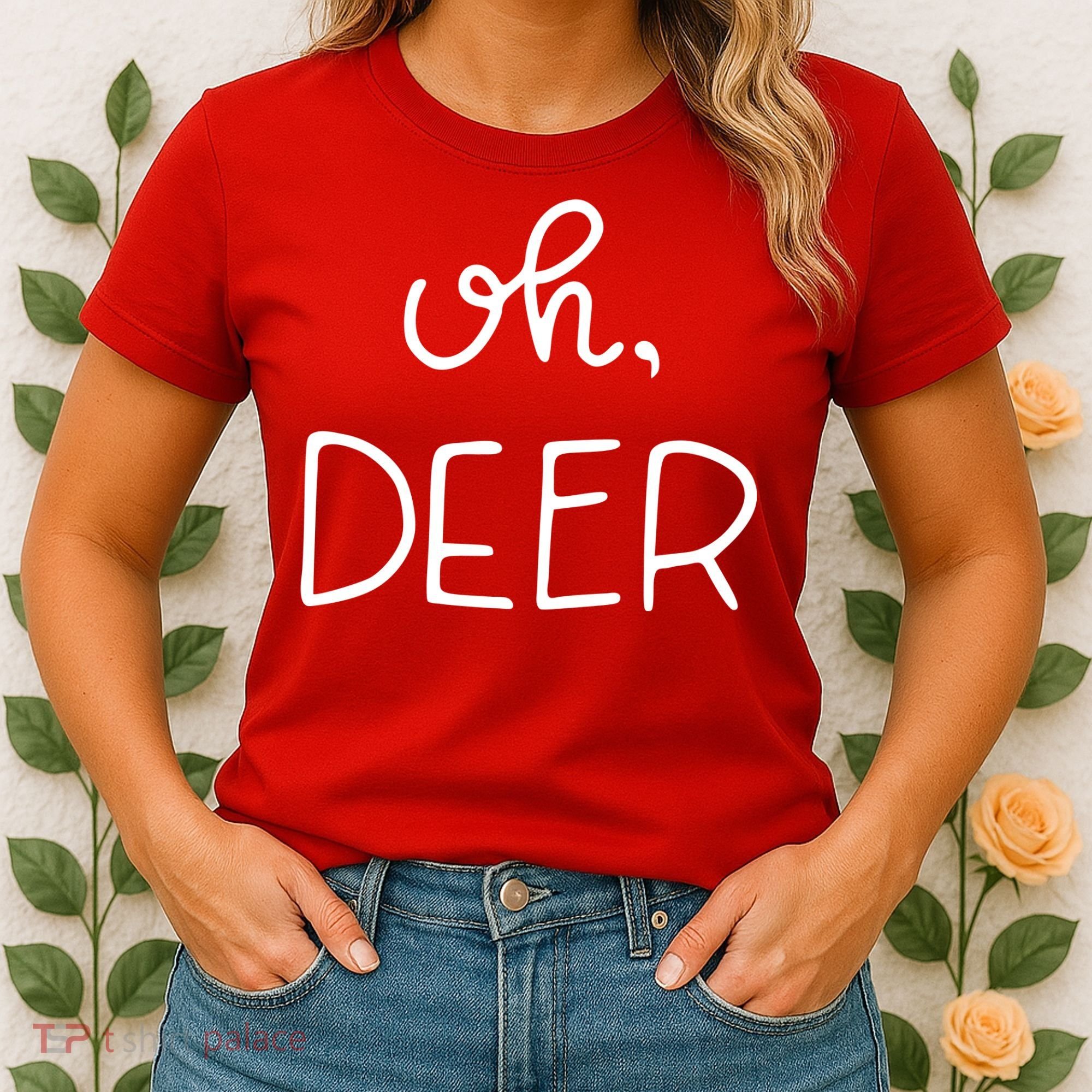 Oh Deer Christmas Cute Christmas Women's T-Shirt