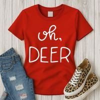 Oh Deer Christmas Cute Christmas Women's T-Shirt thumb 3