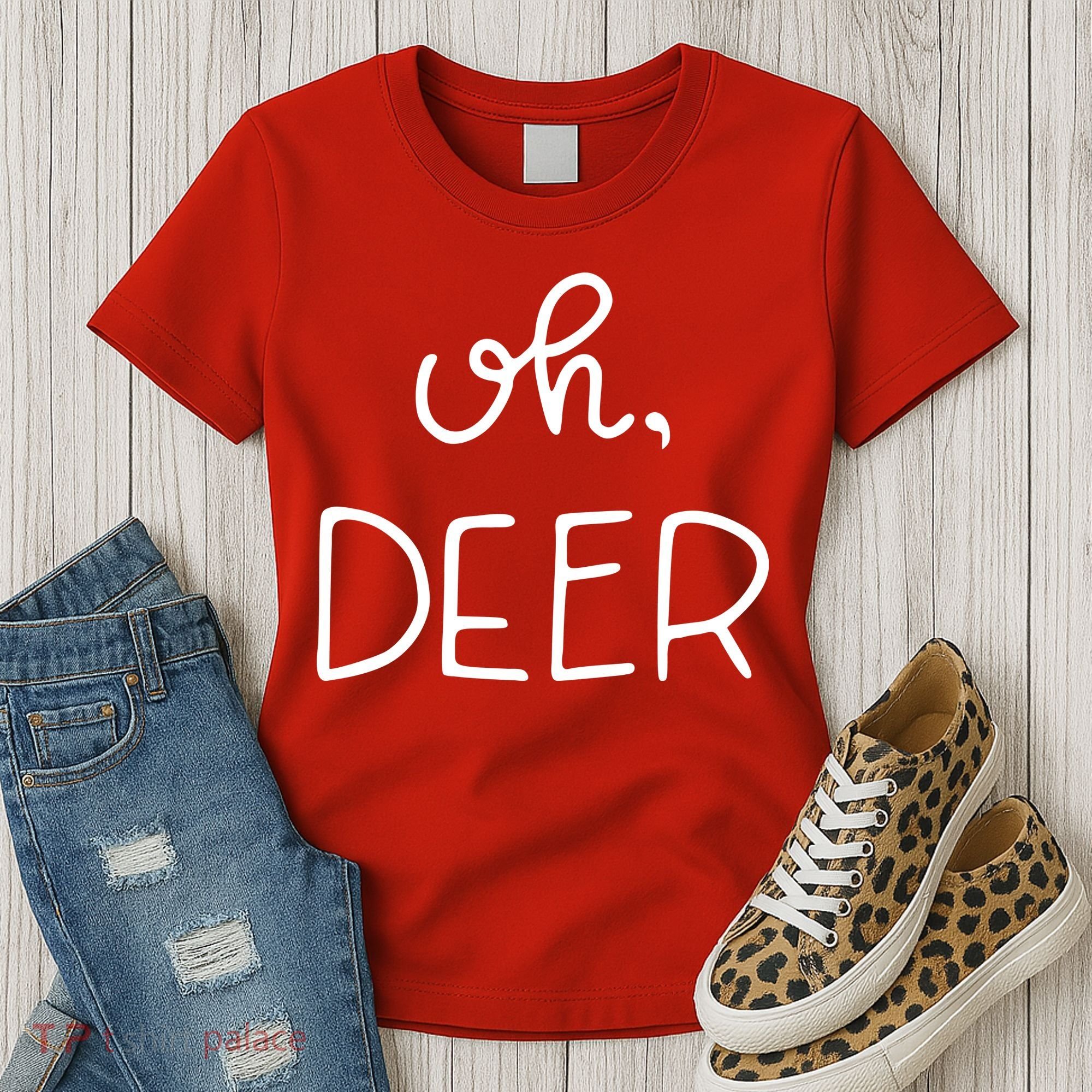 Oh Deer Christmas Cute Christmas Women's T-Shirt