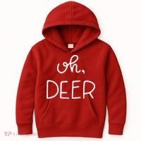 Oh Deer Christmas Cute Christmas Kids Hoodie thumb 0