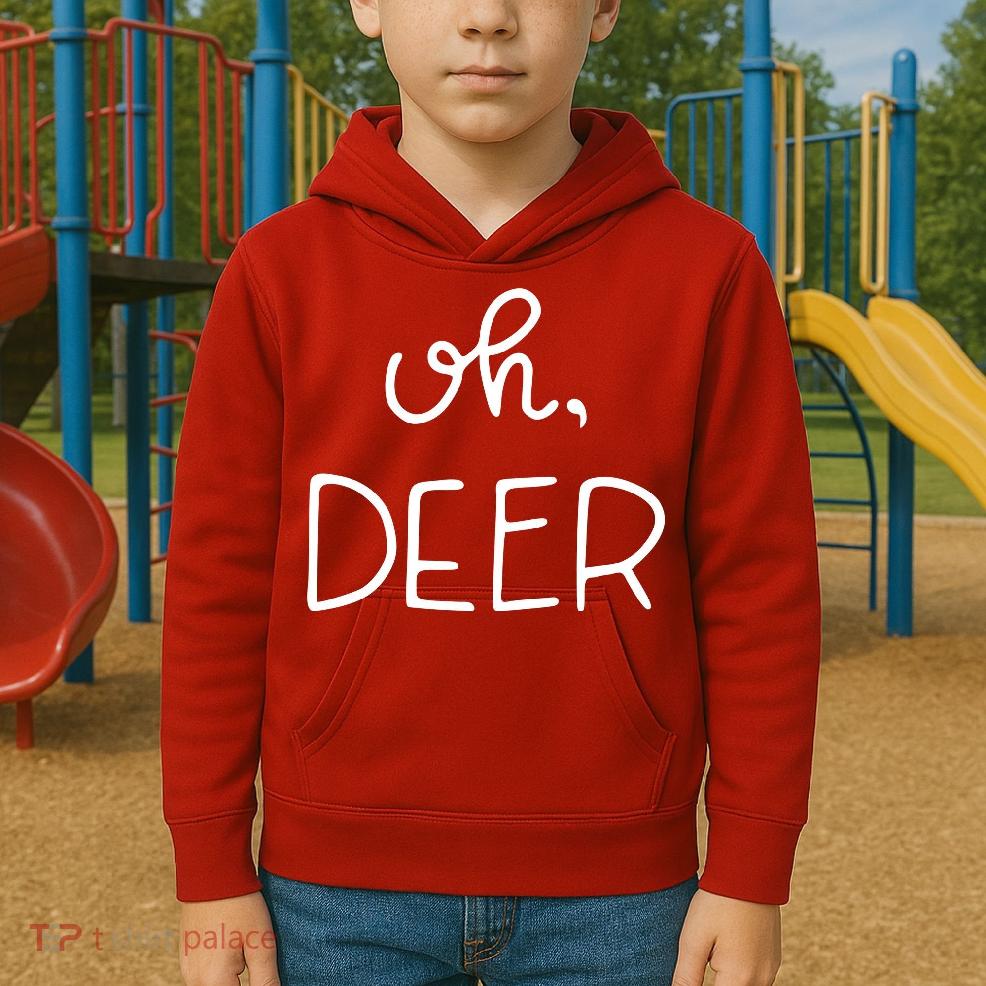Oh Deer Christmas Cute Christmas Kids Hoodie