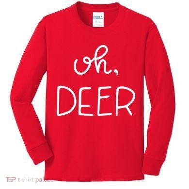 Oh Deer Christmas Cute Christmas Kids Long Sleeve Shirt
