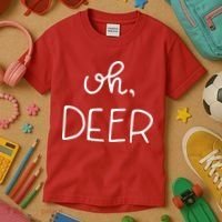 Oh Deer Christmas Cute Christmas Kids T-Shirt thumb 3
