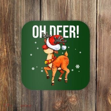 Oh Deer Christmas Holiday Vintage Gift Coaster