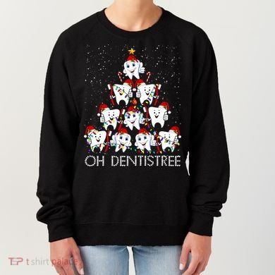 Oh Dentistree Cute Tooth Christmas Tree Merry Christmas Great Gift Women's Sweatshirt