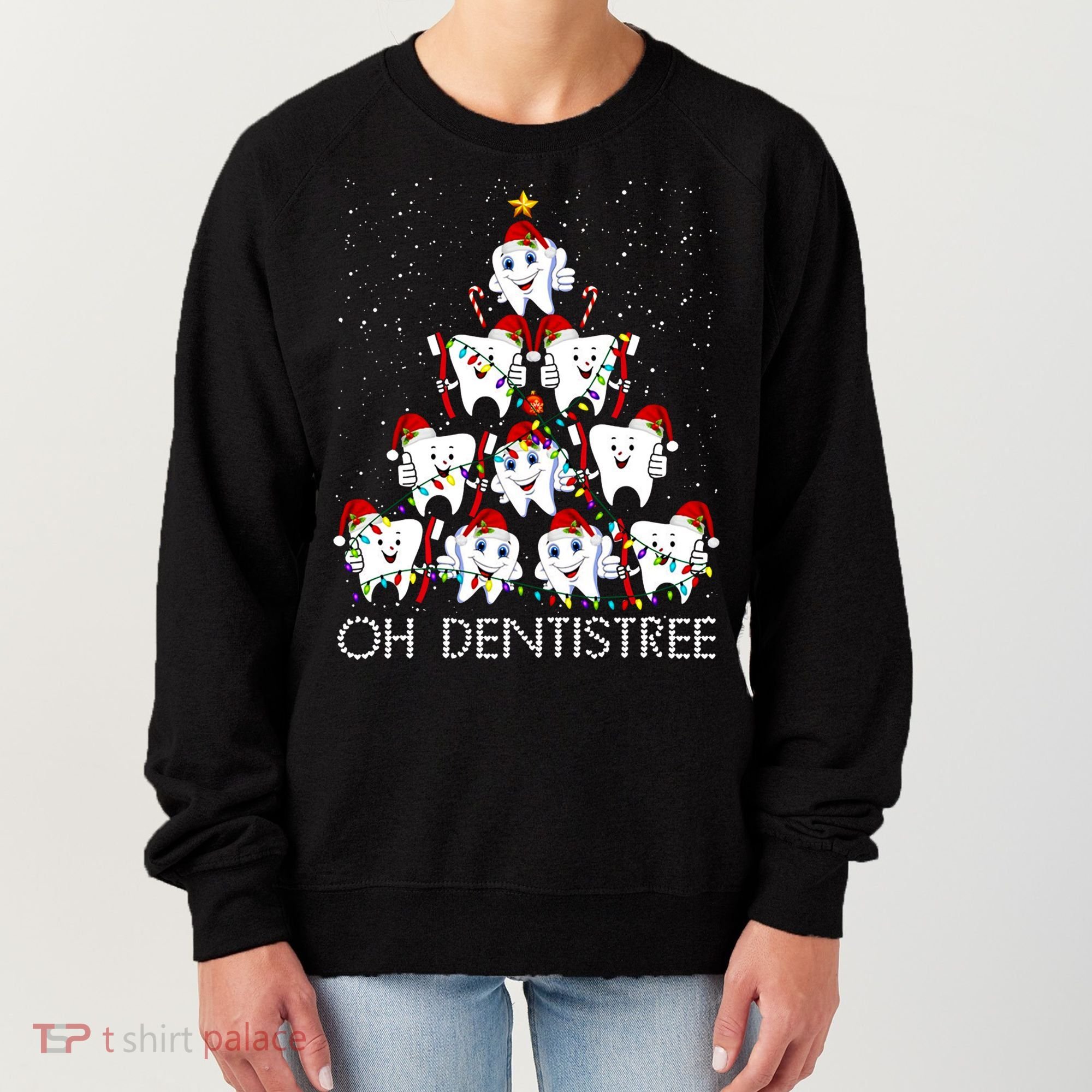 Oh Dentistree Cute Tooth Christmas Tree Merry Christmas Great Gift Women's Sweatshirt