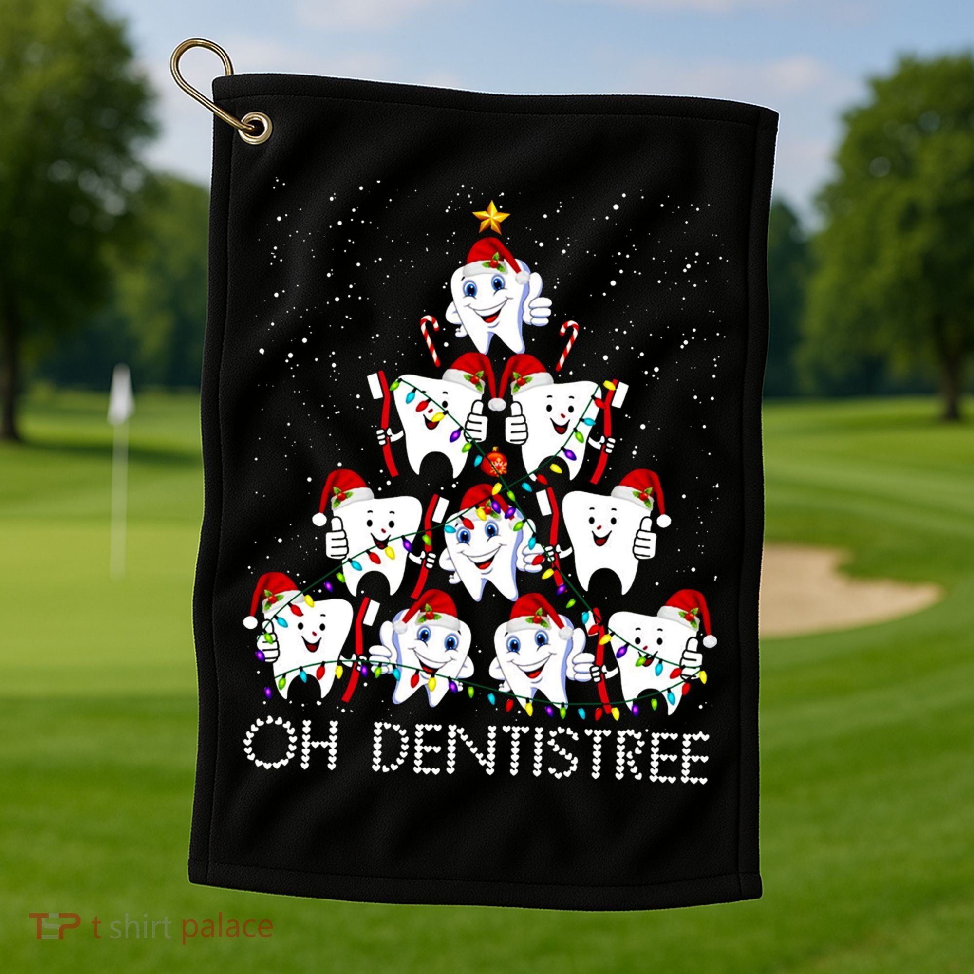 Oh Dentistree Cute Tooth Christmas Tree Merry Christmas Great Gift Golf Towel