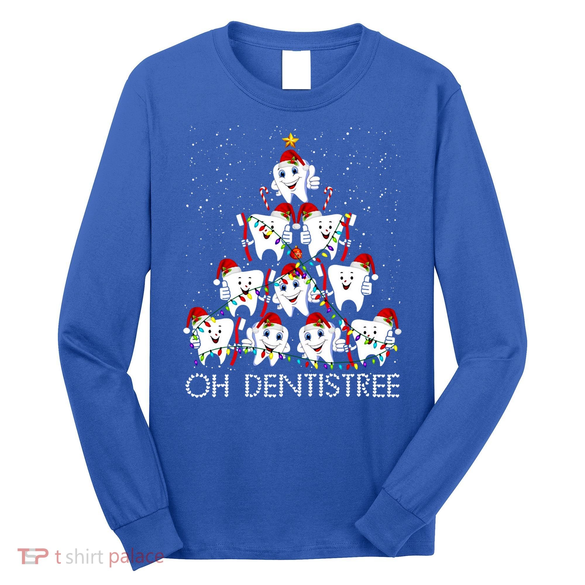 Oh Dentistree Cute Tooth Christmas Tree Merry Christmas Great Gift Long Sleeve Shirt