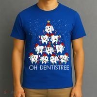 Oh Dentistree Cute Tooth Christmas Tree Merry Christmas Great Gift T-Shirt thumb 3
