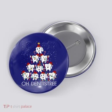 Oh Dentistree Cute Tooth Christmas Tree Merry Christmas Great Gift Button