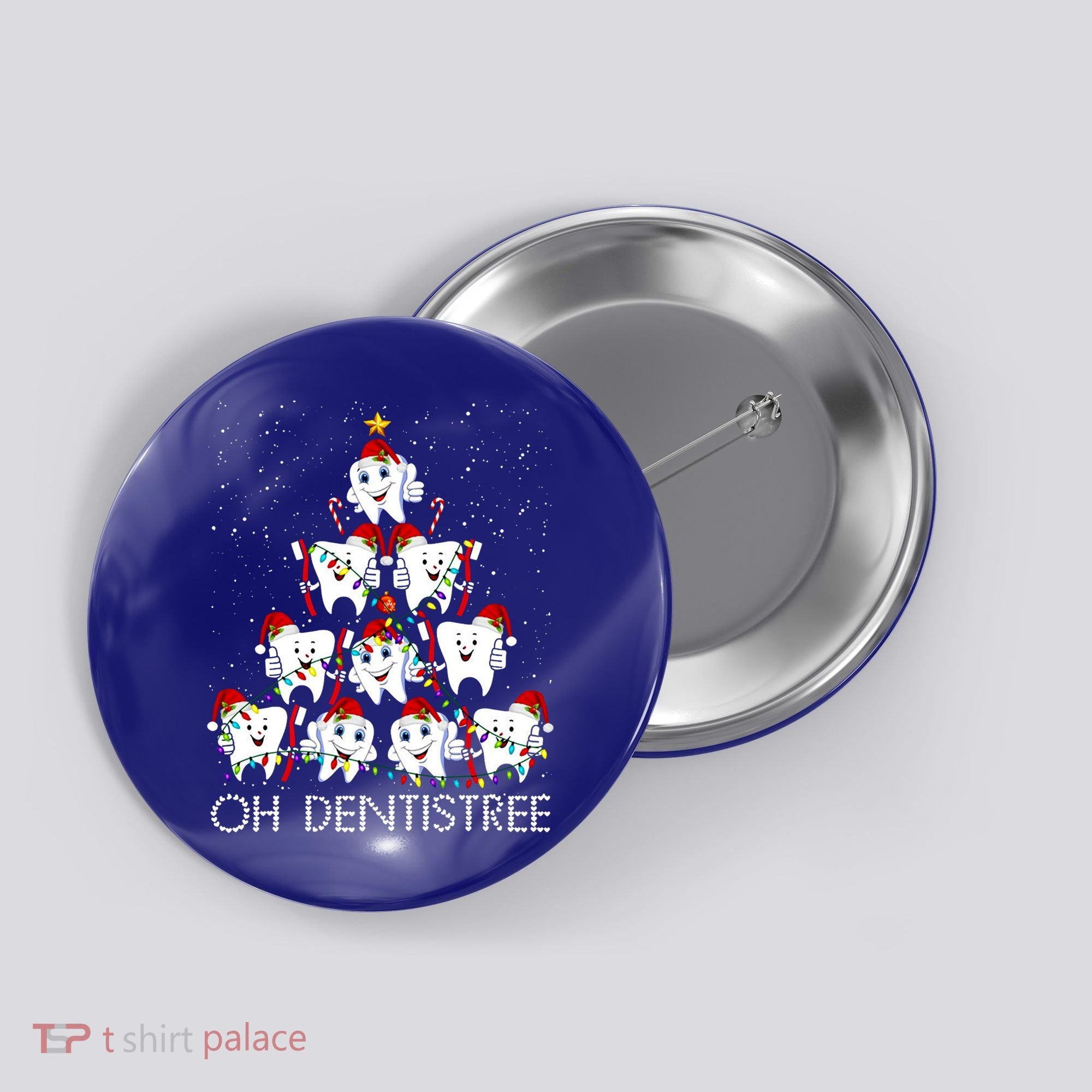 Oh Dentistree Cute Tooth Christmas Tree Merry Christmas Great Gift Button