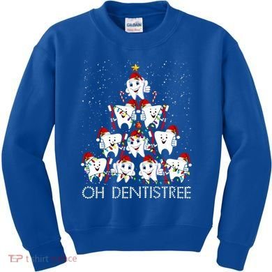 Oh Dentistree Cute Tooth Christmas Tree Merry Christmas Great Gift Kids Sweatshirt