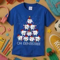 Oh Dentistree Cute Tooth Christmas Tree Merry Christmas Great Gift Kids T-Shirt thumb 3