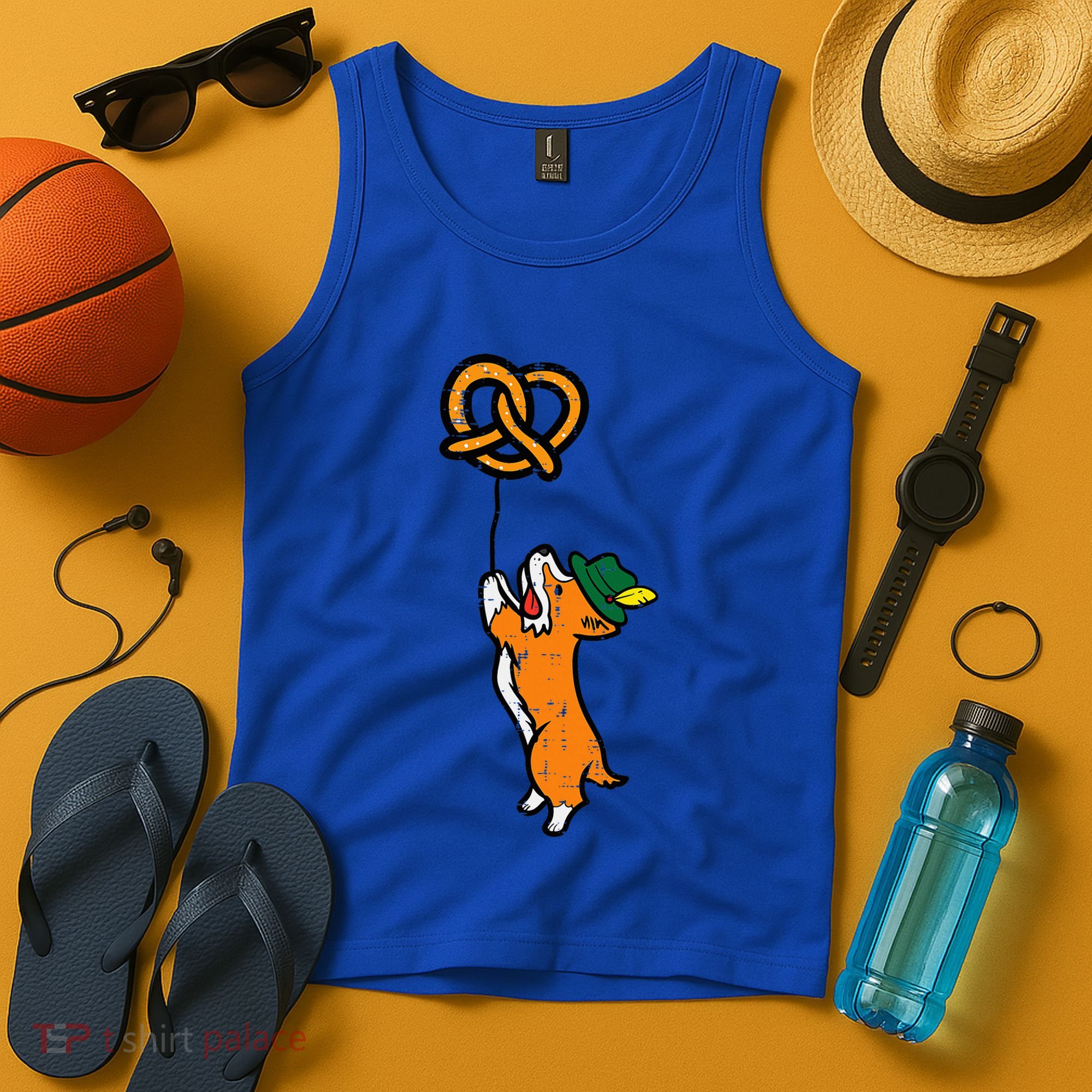 Oktoberfest Dog Corgi Pretzel German Bavarian Tank Top