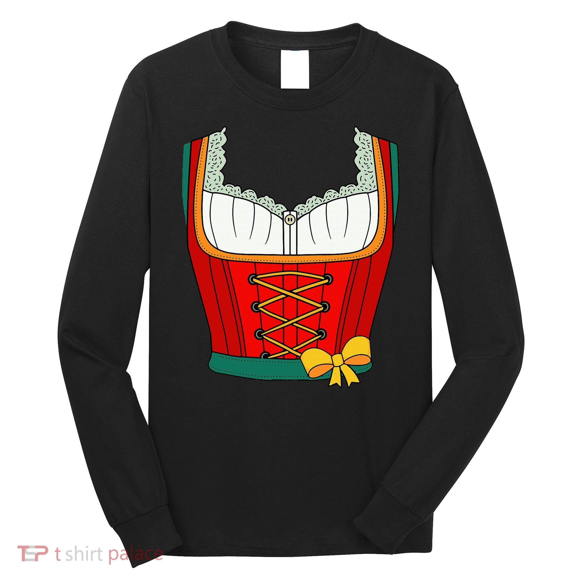 Oktoberfest Dirndl Costume For Halloween Party Long Sleeve Shirt