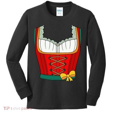 Oktoberfest Dirndl Costume For Halloween Party Kids Long Sleeve Shirt