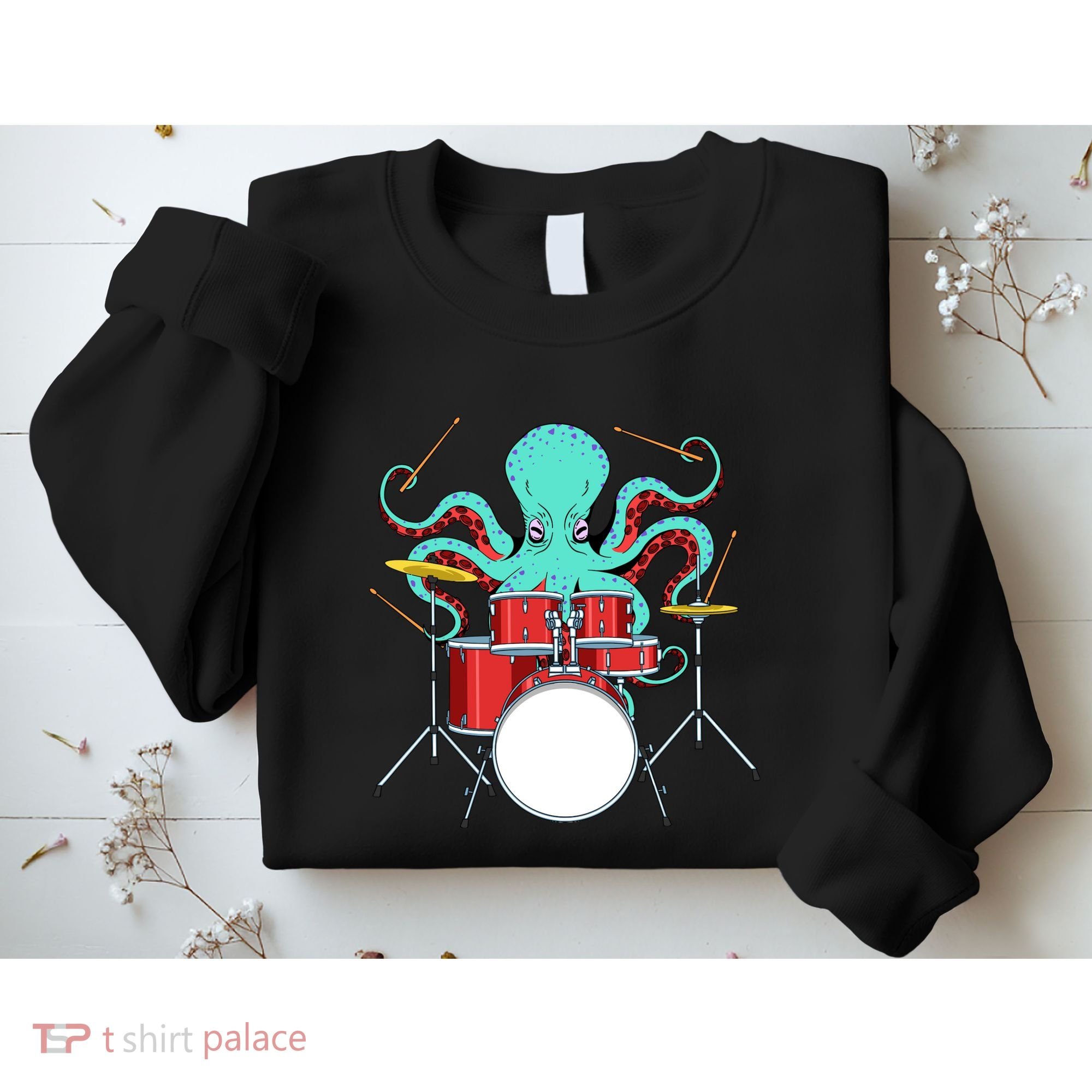 Octopus Drummer Drums Lover Kit Snare Bass Hihat Trap Set Sweatshirt