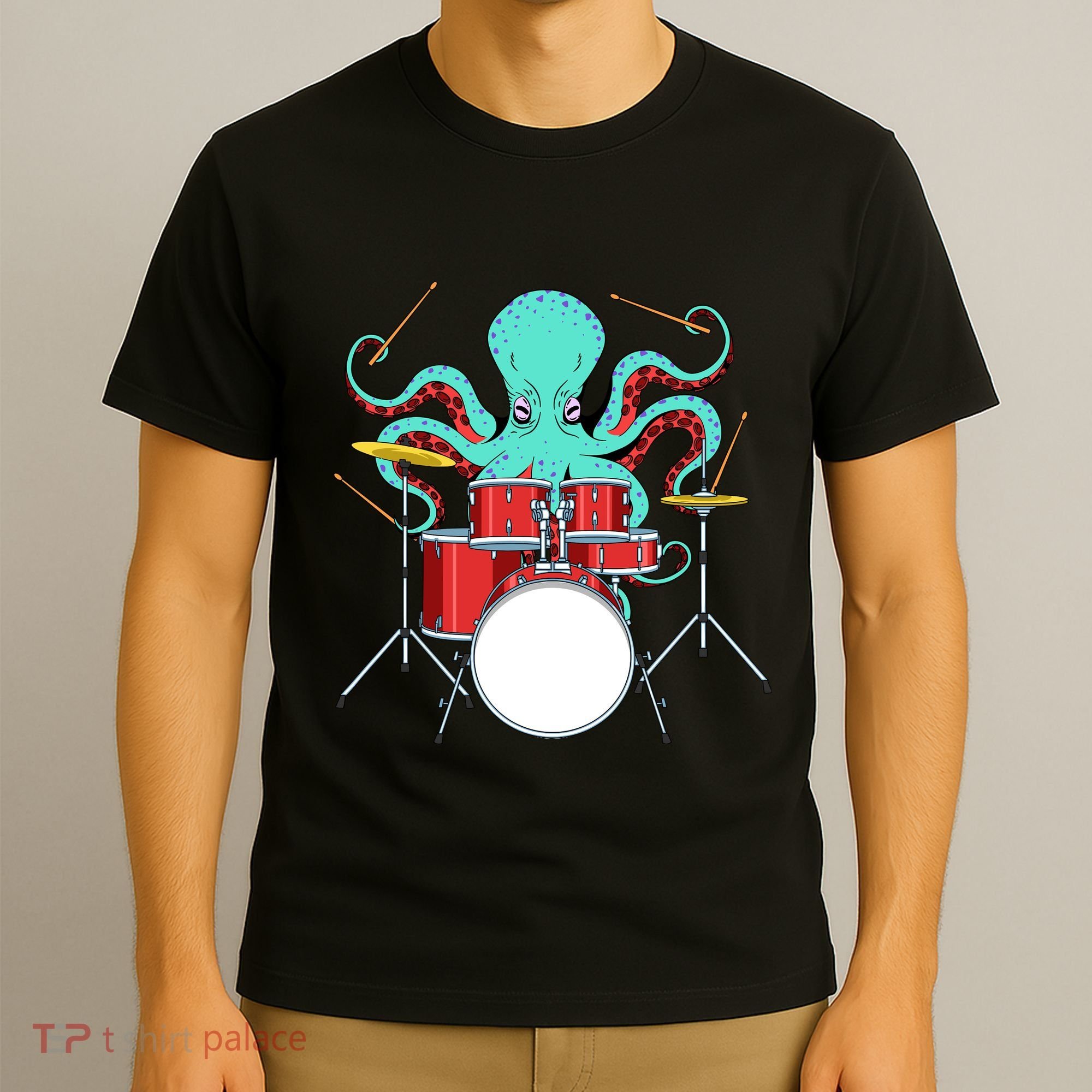 Octopus Drummer Drums Lover Kit Snare Bass Hihat Trap Set T-Shirt