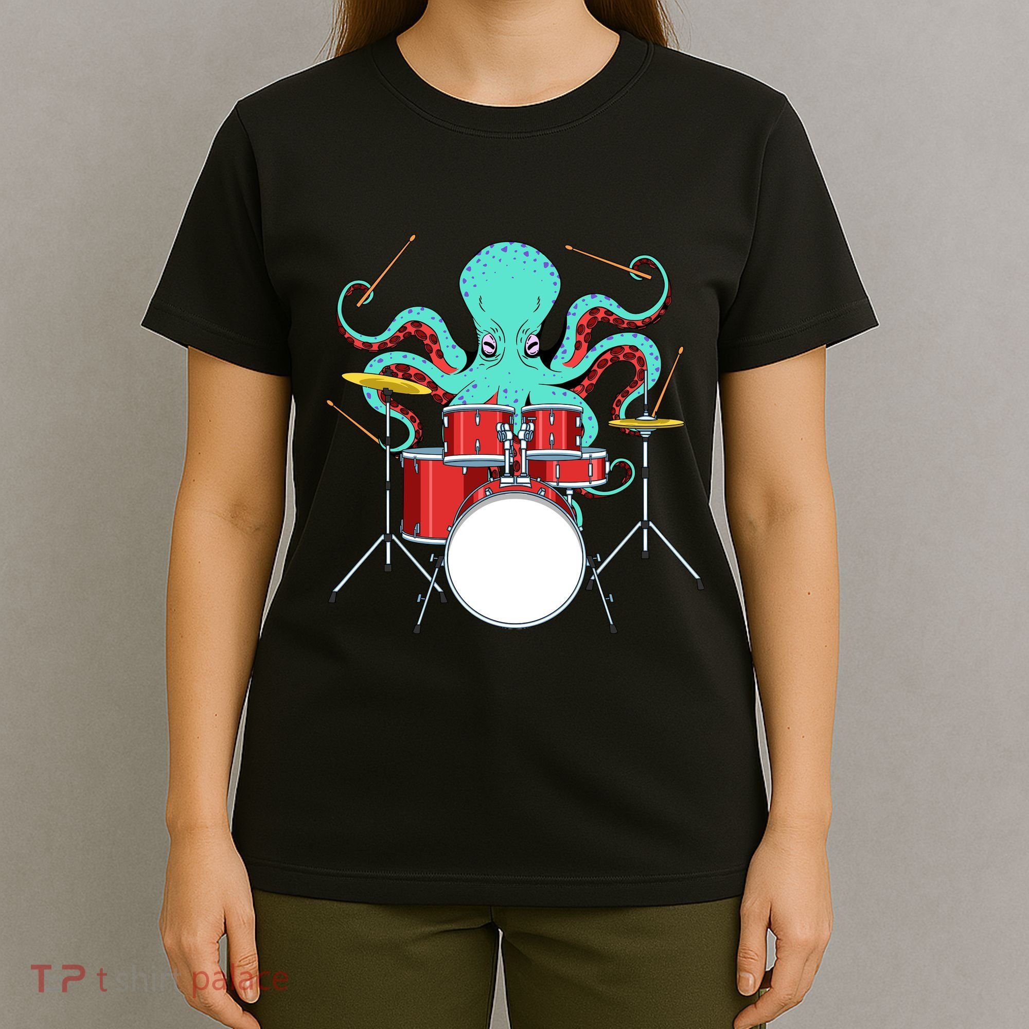 Octopus Drummer Drums Lover Kit Snare Bass Hihat Trap Set T-Shirt