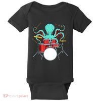 Octopus Drummer Drums Lover Kit Snare Bass Hihat Trap Set Baby Bodysuit thumb 0