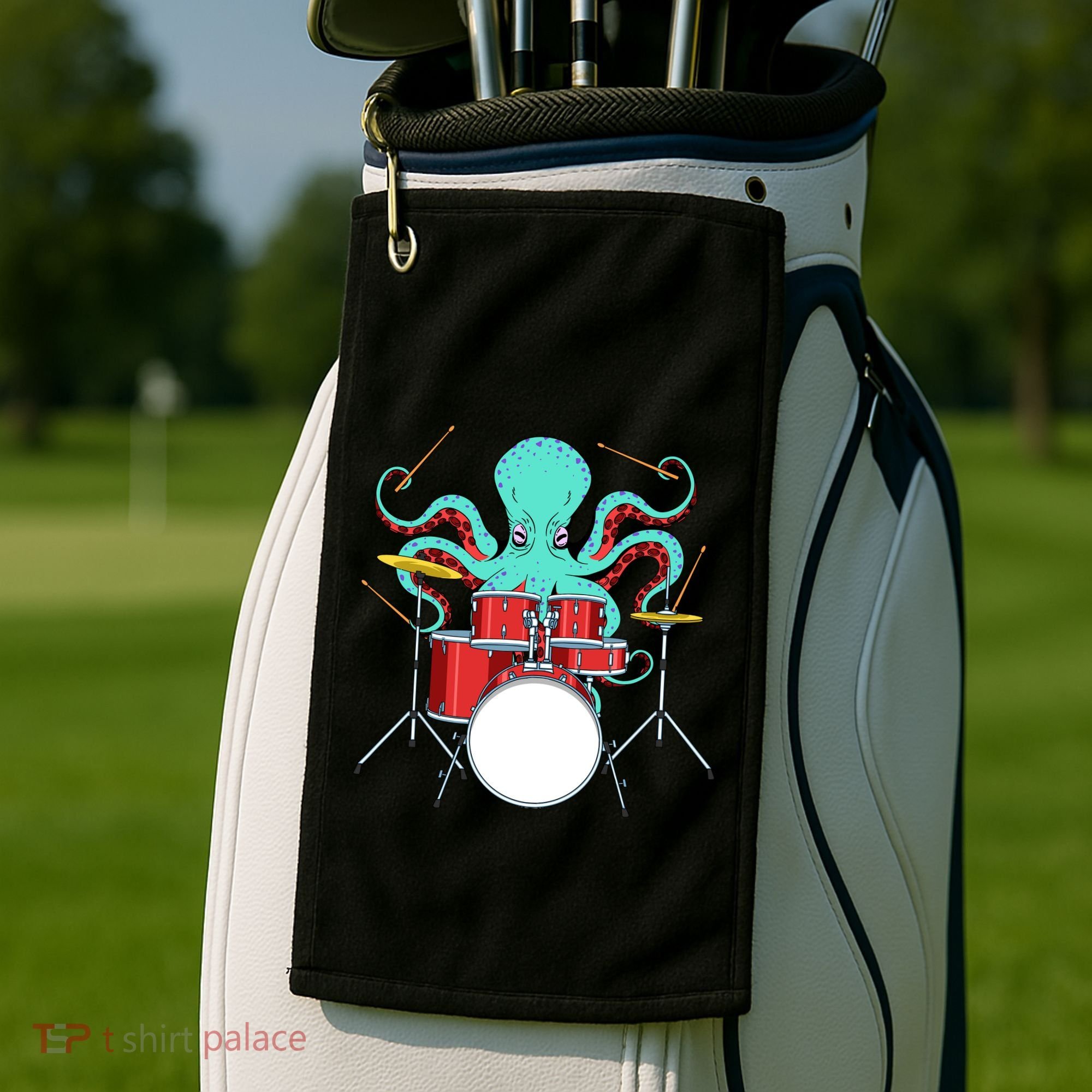 Octopus Drummer Drums Lover Kit Snare Bass Hihat Trap Set Golf Towel