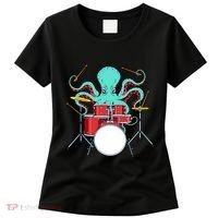 Octopus Drummer Drums Lover Kit Snare Bass Hihat Trap Set Women's T-Shirt thumb 0