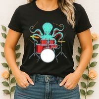 Octopus Drummer Drums Lover Kit Snare Bass Hihat Trap Set Women's T-Shirt thumb 2