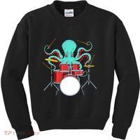Octopus Drummer Drums Lover Kit Snare Bass Hihat Trap Set Kids Sweatshirt thumb 0