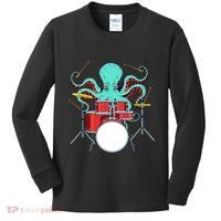 Octopus Drummer Drums Lover Kit Snare Bass Hihat Trap Set Kids Long Sleeve Shirt thumb 0