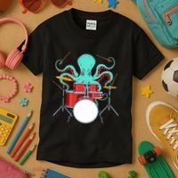 Octopus Drummer Drums Lover Kit Snare Bass Hihat Trap Set Kids T-Shirt thumb 3