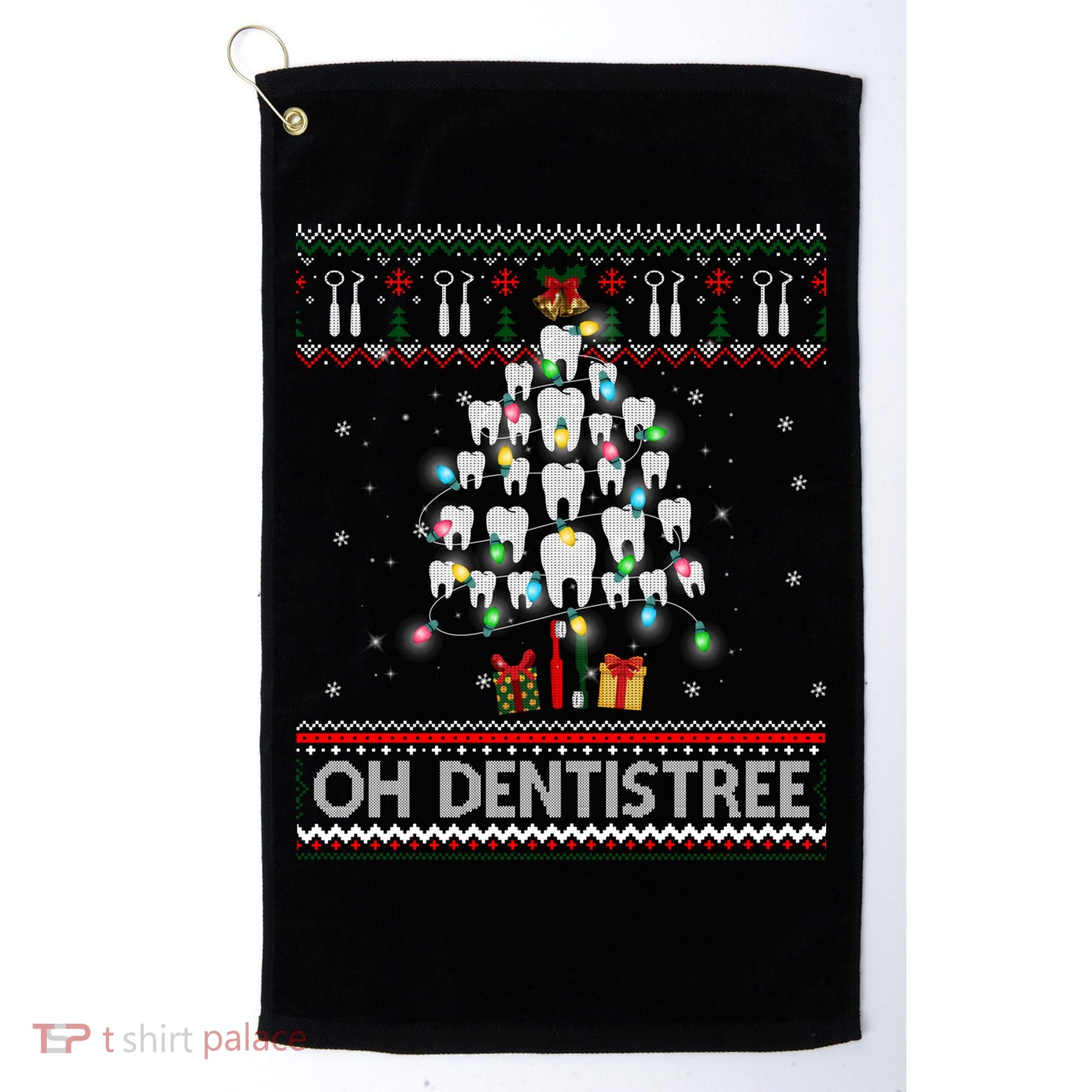 Oh Dentistree Dentist Christmas Ugly Xmas Sweater Gift Golf Towel