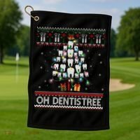 Oh Dentistree Dentist Christmas Ugly Xmas Sweater Gift Golf Towel thumb 1