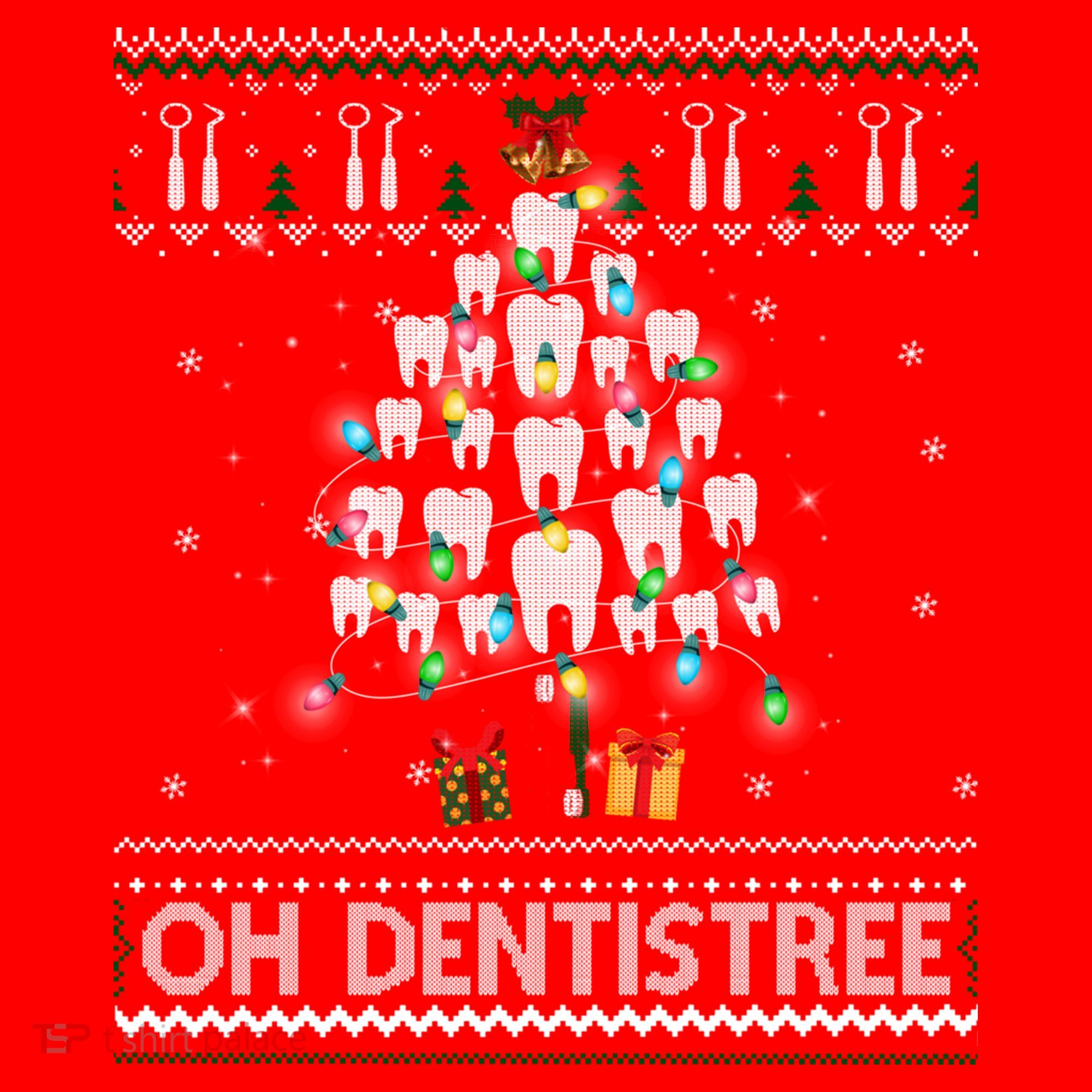 Oh Dentistree Dentist Christmas Ugly Xmas Sweater Gift Santa Hat