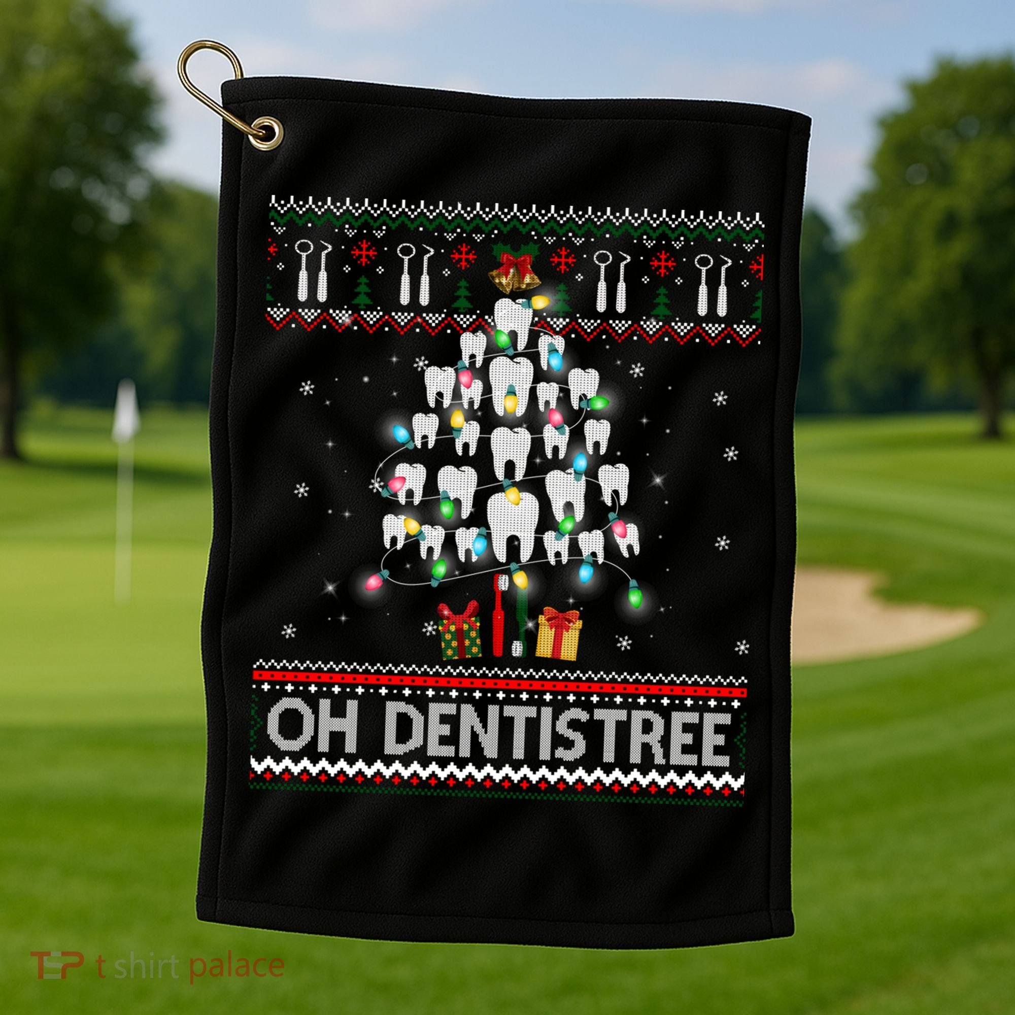 Oh Dentistree Dentist Christmas Ugly Xmas Sweater Gift Golf Towel