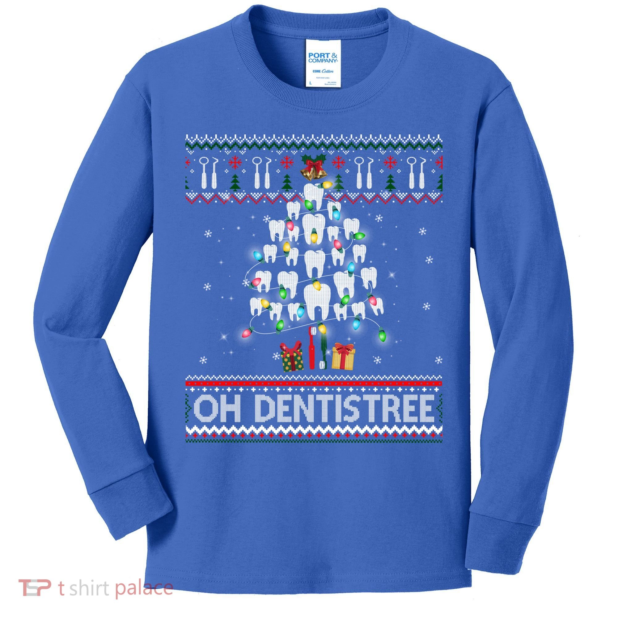 Oh Dentistree Dentist Christmas Ugly Xmas Sweater Gift Kids Long Sleeve Shirt