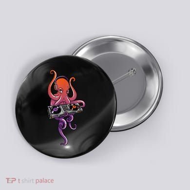 Octopus DJ Electronic Music Techno Rave Party Button