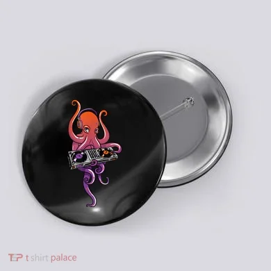Octopus DJ Electronic Music Techno Rave Party Button
