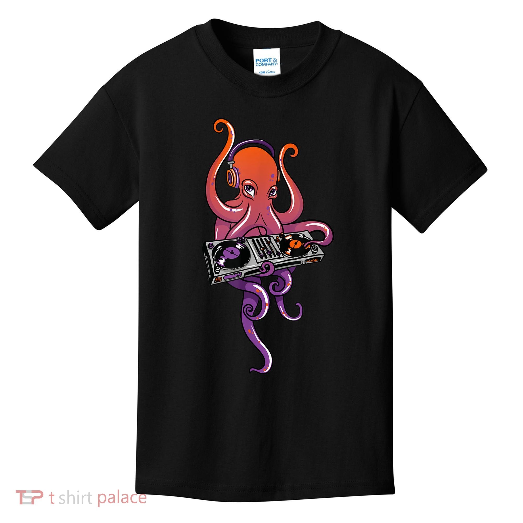 Octopus DJ Electronic Music Techno Rave Party Kids T-Shirt