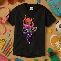 Octopus DJ Electronic Music Techno Rave Party Kids T-Shirt thumb 3
