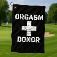 Orgasm Donor Funny Halloween Party Outfit Costume Simple Golf Towel thumb 1