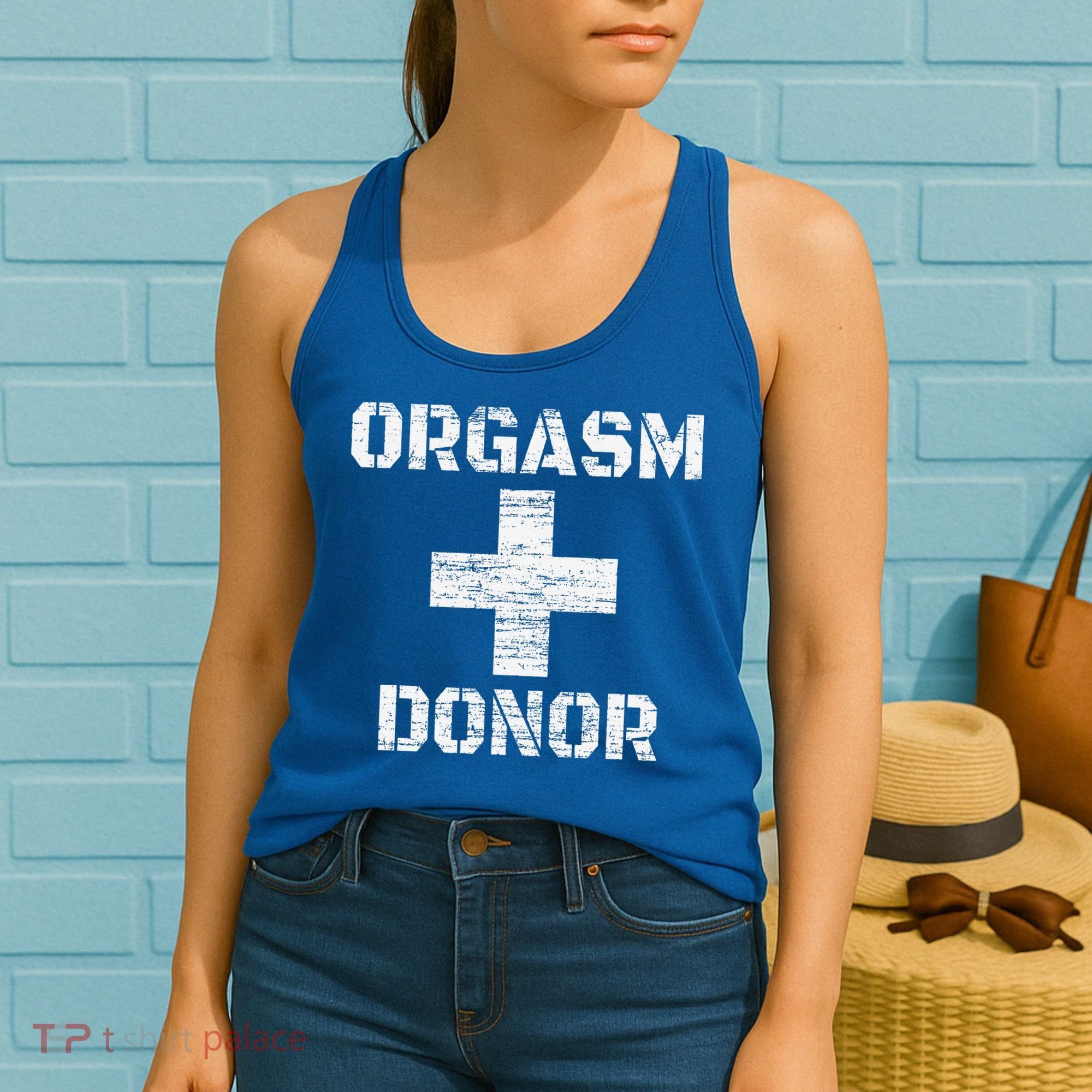 Orgasm Donor Funny Halloween Party Outfit Costume Simple Women's Tank Top