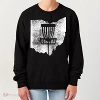 Ohio Disc Golf State With Basket Distressed Graphic Women's Sweatshirt thumb 0