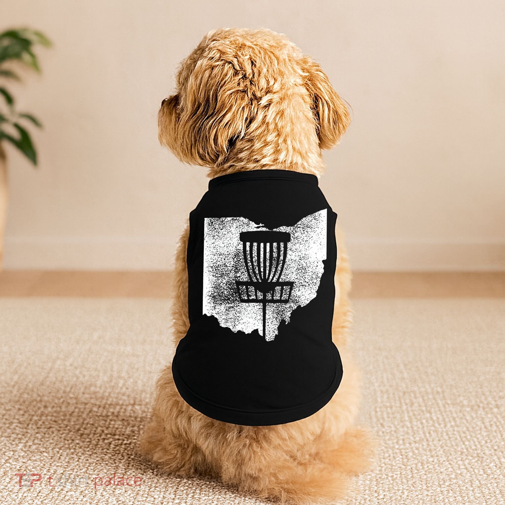 Ohio Disc Golf State With Basket Distressed Graphic Doggie Tank