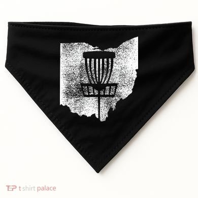 Ohio Disc Golf State With Basket Distressed Graphic USA-Made Doggie Bandana