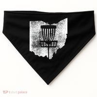 Ohio Disc Golf State With Basket Distressed Graphic USA-Made Doggie Bandana thumb 0
