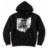 Ohio Disc Golf State With Basket Distressed Graphic Hoodie thumb 0