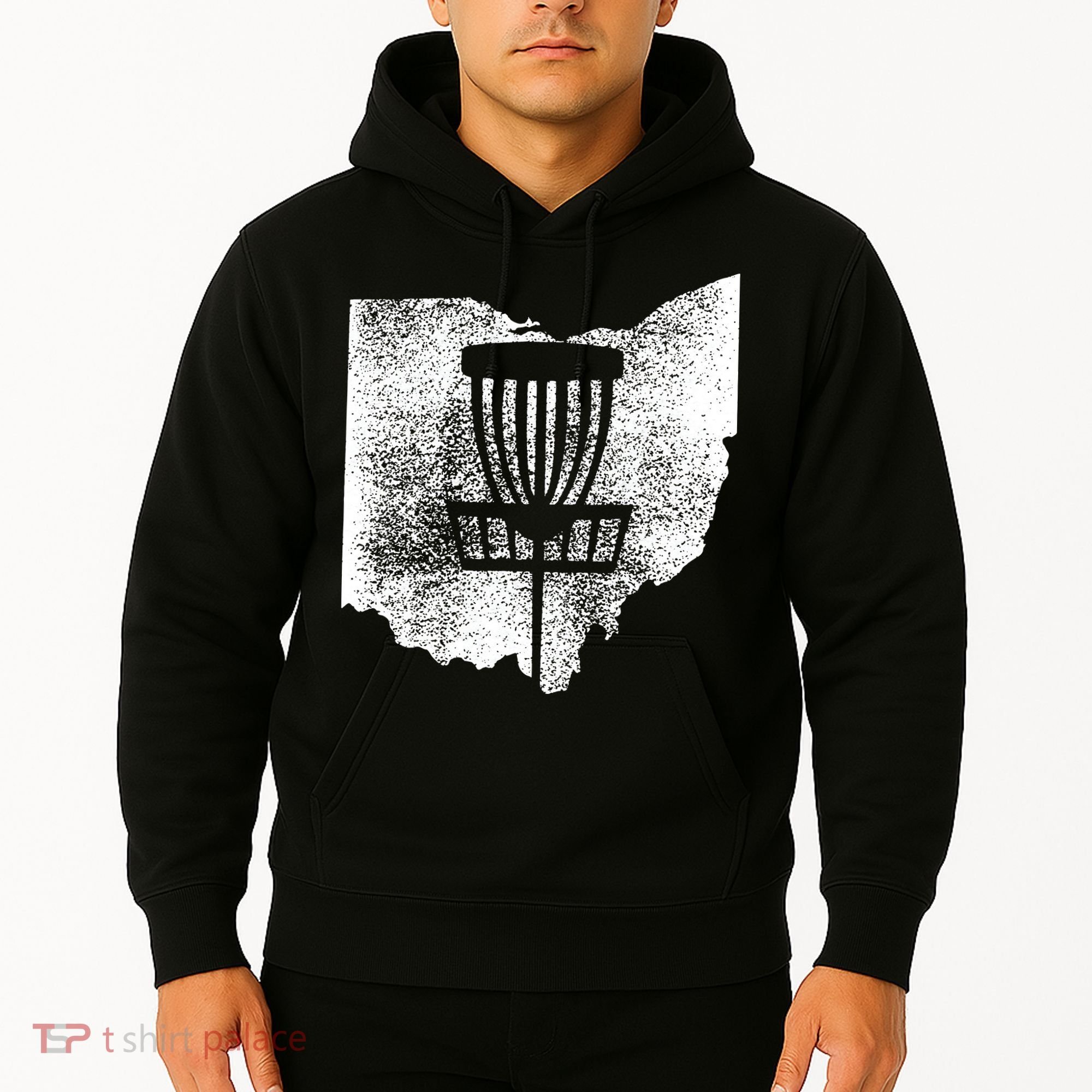 Ohio Disc Golf State With Basket Distressed Graphic Hoodie