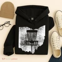 Ohio Disc Golf State With Basket Distressed Graphic Hoodie thumb 4