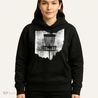 Ohio Disc Golf State With Basket Distressed Graphic Hoodie thumb 5